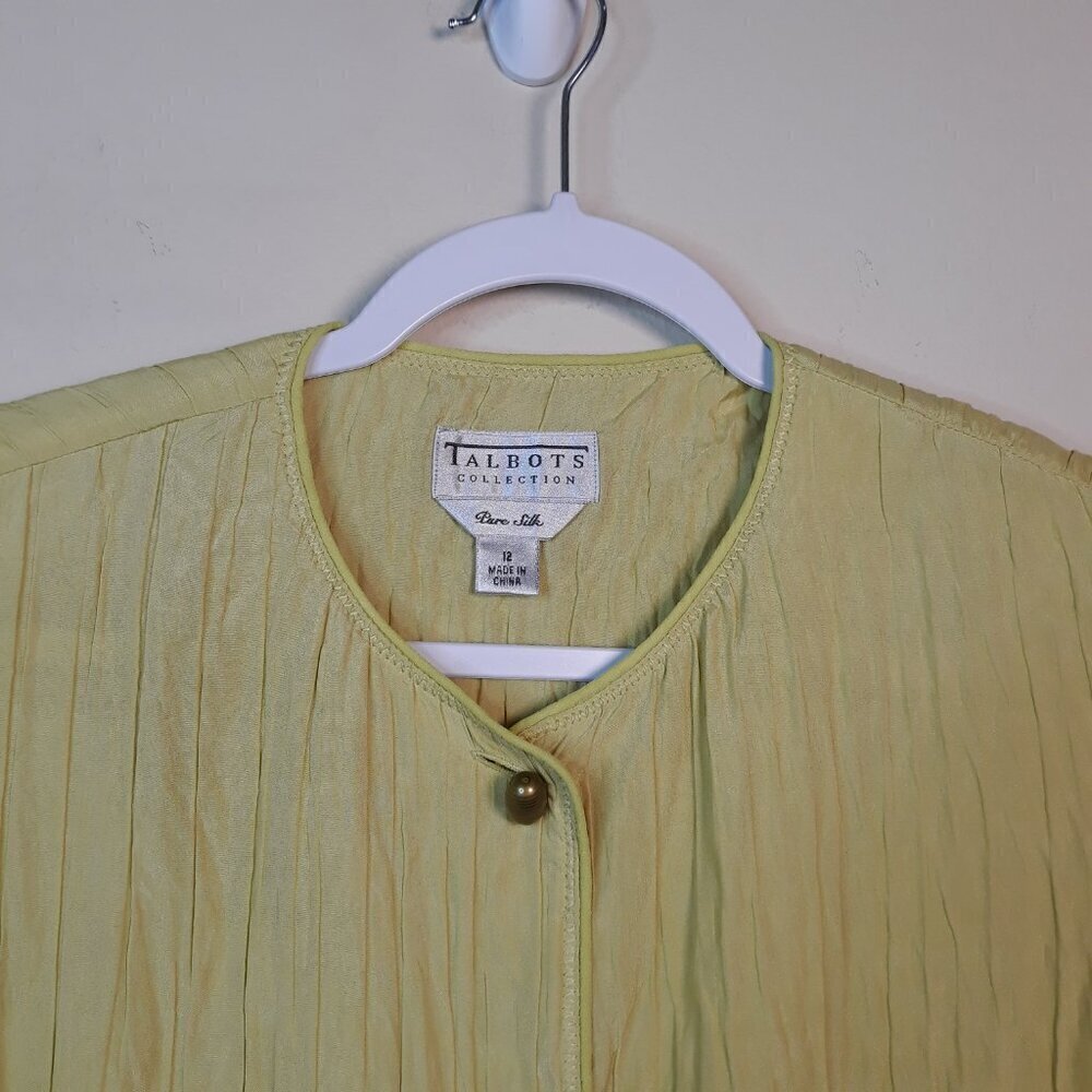 Talbots Collection Pure Silk Blazer Cropped Jacket 12 Office Closet Staple - Picture 2 of 9